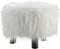 Linon Flokati Foot Stool, 16-Inch, White, 16"W x 16"D x 12.6"H
