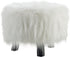 Linon Flokati Foot Stool, 16-Inch, White, 16"W x 16"D x 12.6"H