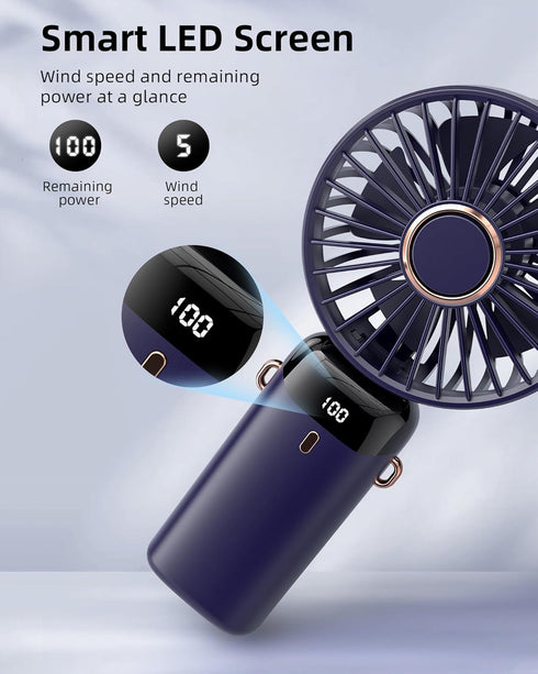 Koonie Portable Handheld Fan, Battery Operated with Base, 8 Hours, 5 Speeds