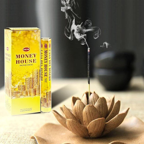 Hem Money House Incense Sticks (120 Sticks, 6 Boxes) - 9 Inches Long, 20g per Box, Attract Positive Energy