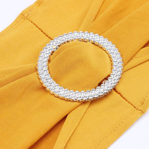 Tvoip 10PCS Gold Chair Cover Stretch Band with Buckle Slider Sashes Bow for Wedding Banquet Decoration