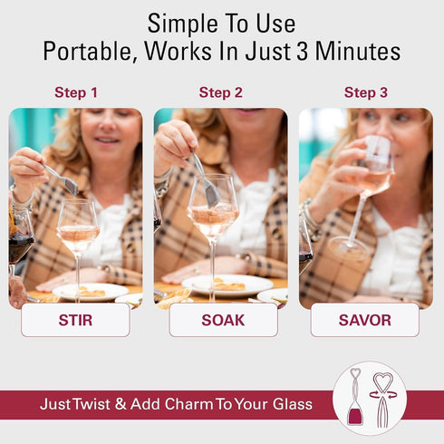 PureWine Red Wand Filters for Histamines and Sulfites, May Reduce Wine Allergies & Sensitivities, Includes Glass Charm