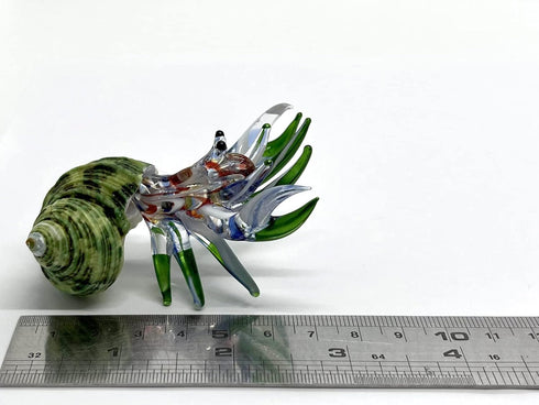 22k Seashell Hermit Crab Miniature Figurines Animals Hand Painted Blown Glass Art with Gold Trim Collectible Gift