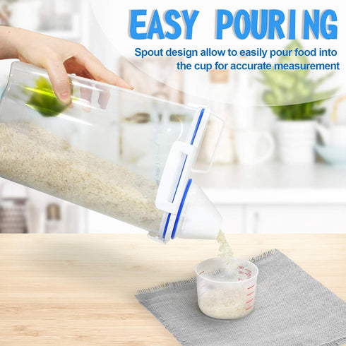 TBMax Rice Storage Container - 5 Lbs Flour Container with Measuring Cup, Airtight Dry Food Bin for Kitchen Pantry