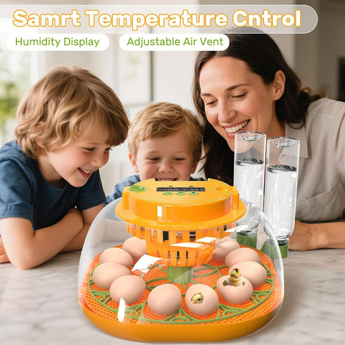 12 Incubators for Hatching Eggs, Egg Incubator with Automatic Egg Turning and Humidity Control, Egg Candler, Auto Water