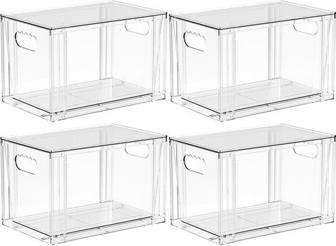 Yieach 4 Pack Countertop,Cabinet,Bathroom,Pantry,Office Closet Large Stackable Storage Drawers,Clear Acrylic Drawer