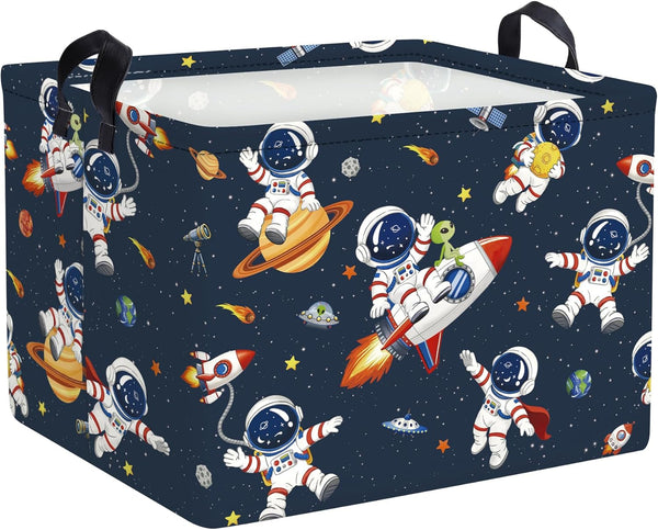 Space Rockets Laundry Hamper Cartoon Astronaut Large Storage Basket Planet Collapsible Parents