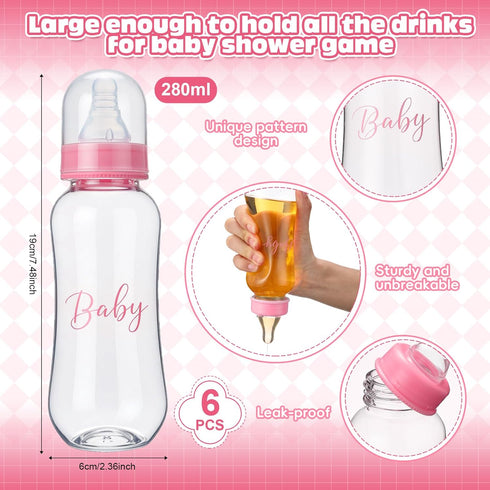 6 Sets Bottle Chug Baby Shower Games Juegos Para Plastic Baby Bottles Bibs Hat Disposable Diapers Gender Reveal Games
