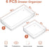 SMARTAKE 6 PCS Clear Plastic Drawer Organizers Set, Large Size Non-Slip Desk Drawer Organizer, 2-Size Versatile Bathroom and Vanity Drawer Organizer Trays for Makeup, Bedroom, Office, Kitchen Utensils by SMARTAKE