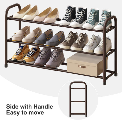 kiplant Closet, 3-Tier Closet, Expandable Shoe Rack for Shoe Organizer for Metal Adjustable Black Shoe Shelf Storage
