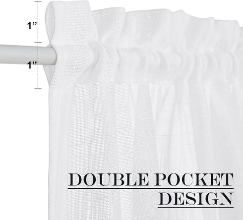 NICETOWN Sidelight French Door Panel, Linen Textured Look, 30" x 72", White