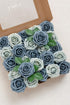 Ling's Moment 50Pcs Artificial Flowers, Dusty Blue & Navy Roses with Stems for Wedding Bouquets & Decor
