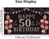 Trgowaul 50th Birthday Decorations for Women - Rose Gold 50th Birthday Banner Backdrop, Happy 50th Birthday Party