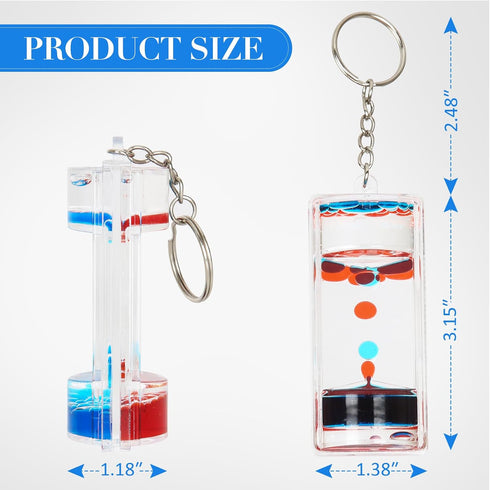 Dynamic Liquid Timers Key Chain Set, Colorful Motion Bubbler Timekeeper Keychains