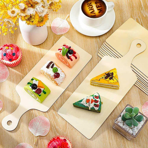 6 Pcs Mini Wood Cutting Board Wooden Chopping Board Paddle Unfinished Wood Kitchen Board Cooking Serving Charcuterie Board for DIY Kitchen Decor Crafts (9.4 x 3.5 Inch)