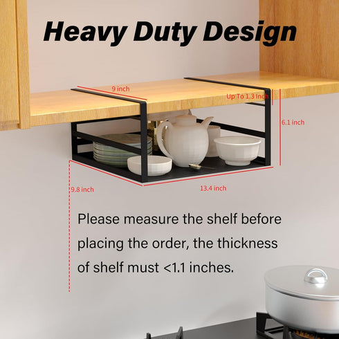 2 Pack PEKGRIL Under Shelf Basket, Black Undershelf Storage Basket, Heavy Duty Slide-in Hanging Storage Basket, Metal