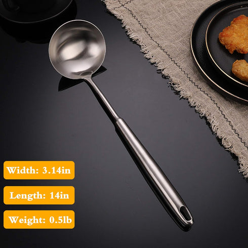 FJNATINH Wok Spatula and Soup Ladle Set, 304 Stainless Steel Utensil Tools Set, 2 Pieces for Cooking Kitchen