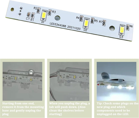 WR55X26671 LED Light Board for GE Refrigerators, Fits Multiple Models, Replacement Part