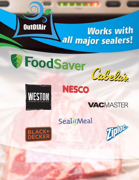 8" 11" 25ft 4 (2 100ft 33% Commercial & Vacuum Sealer Rolls (Fit Inside) Rolls of Each, total) OutOfAir Vacuum Sealer