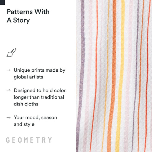 3-Pack Set GEOMETRY Kitchen Dish Cloths - Quick Dry Dishcloths for Kitchen - Premium Dish Rags with Geoweave - Stripe