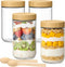 TBWIND 4 Pack 24oz Glass Jars with Bamboo Lids, Spoons, Airtight Overnight