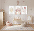 3 Pcs Nursery Canvas Wall Art Pink Sun Rainbow Hearts Posters Prints Boho Kids Room Pictures Wall Decor for Toddlers