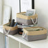 TheWarmHome Fabric Storage Bins for Organizing, Sturdy Foldable Storage Baskets with Handles, 3 Pack, Gold&Grey
