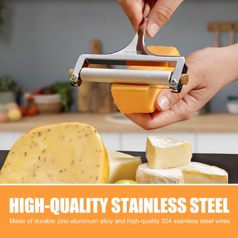 3 Mozzarella Sopito Stainless Steel Wire Cheese Slicer With Extra Wires Adjustable Thickness, Handheld Cheese Block