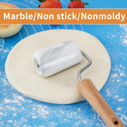 Small Marble Rolling Pin Pizza Roller, Non-Stick T-Type Pastry Roller for Cake Baking, Tortilla & Cookies