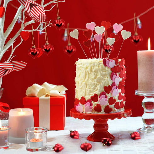 Frienda 24 Pcs Valentine Heart Shaped Ornaments - Christmas Tree Baubles Hanging Decoration for Valentine Wedding
