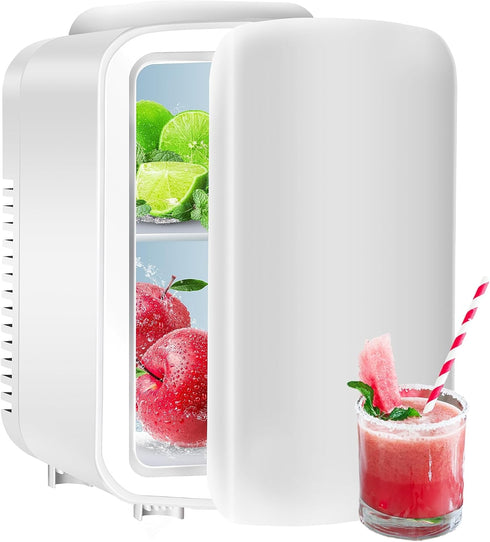 Simple Deluxe Portable Mini Fridge, 4L/6 Can Cooler and Warmer Compact Refrigerator for Skincare, White