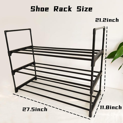 3-Tier Closet, Corridor-Closet Shoe Rack Organizer, Reversible Metal Space Saving Shoe Storage Shelf - for Entryway