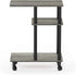 C Shaped Side Table with Casters in French Oak Grey/Black