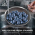 Walfos Fine Mesh Strainers Set, Premium Stainless Steel Colanders and Sifters with Reinforced Frame, Perfect for