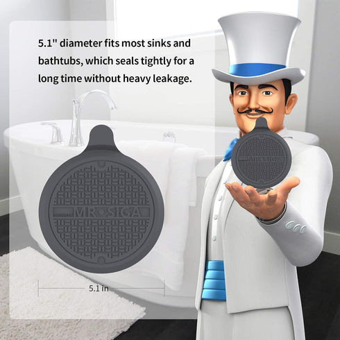 MR.SIGA Silicone Bathtub Stopper, Drain Stopper for Shower and Sink, 5.1" Diameter, 3 Pack
