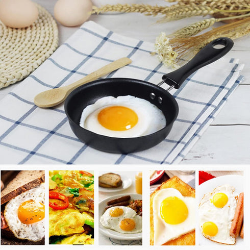 GOWENIC Egg Mini Frying Pan, Black 12cm Mini Household Egg Pan, Household Small Kitchen Cooker, for Frying Eggs by GOWENIC
