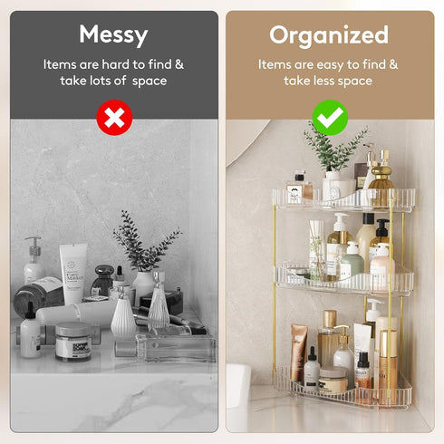 3-Tier Counter Countertop, 39 cm/15inch(H) Lifewit Corner Bathroom Organizer, Plastic Makeup Skincare Organizers