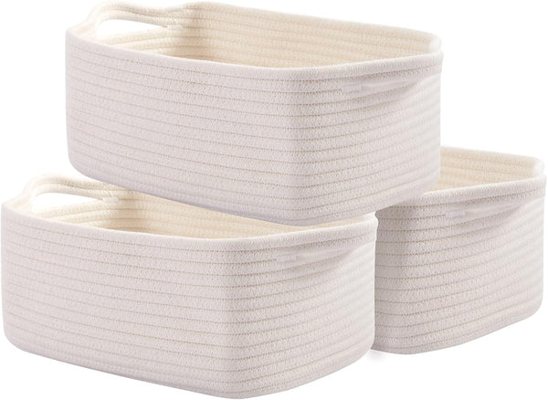 OIAHOMY Cotton Rope Storage Baskets | Decorative Storage Basket for Closet Storage,
