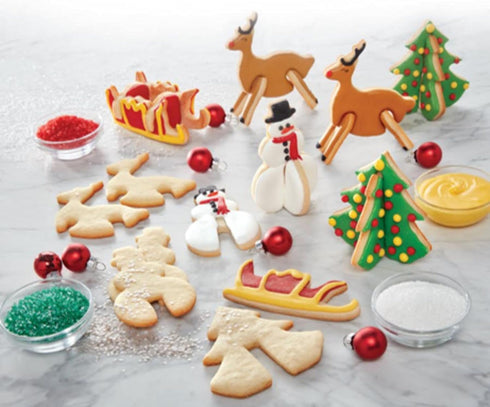 Chicago Metallic Christmas Tree 3D Cookie Cutter Set - 12-Piece, Silver