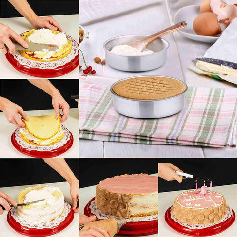 TeamFar 6 Inch Cake Pan Set, 2 Pcs Round Stainless Steel for Baking Steaming Serving, Fit in Oven Pot Air Fryer