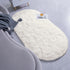 Fluffy Cream Bedroom Rug, Oval Shaggy Area Rug 2.6 x 5.2 Feet Cute Small Carpet for Kids Room Nursery Home Decor