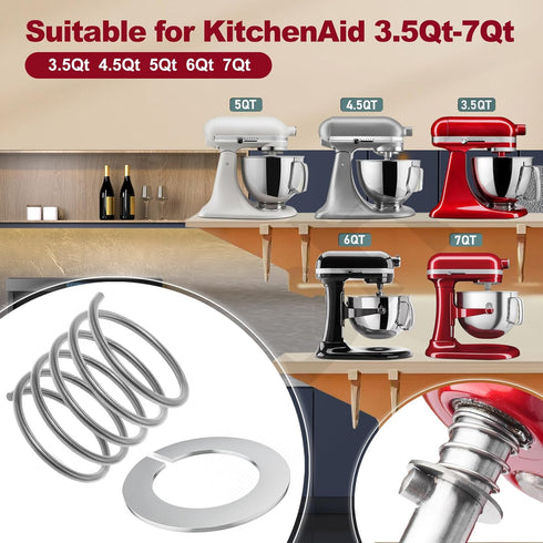 Stainless Steel Spring and Washer, Compatible with Kitchenaid Stand Mixer 3.5/4/5/6/7/8 Quart