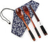 Wooden Chopsticks Spoon Fork Set, Japanese Style Tableware Travel Utensils with Pouch for Camping and Office