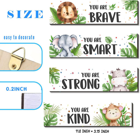 UBLURO 4-Piece Set Jungle Animals Wall Art - Motivational Decor
