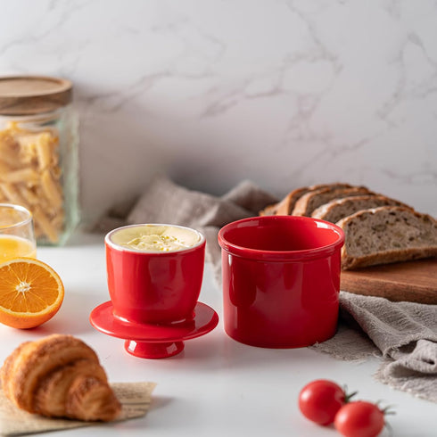 Husfunov Countertop, Butter Crock with Water Line for French Butter Dish with Lid, Ceramic Butter Keeper for Fresh