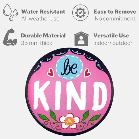 Be Kind Magnet Bundle, Blue, Pink, and Purple Floral Inspirational Decals for Refrigerators, Cars, and Lockers, 5.5 Inches, (Pack of 3)