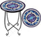 Kaesithar 15 Inch Tall Outdoor Side Table, Metal Patio End Table with Twin