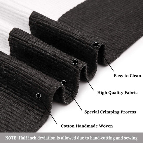 KOZYFLY Black and White Striped Area Rug 27.5x43 Inches, Cotton Washable Indoor Outdoor Doormat for Kitchen Entryway