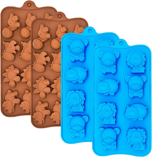 WARM TIME Silicone Chocolate Candy Molds Cake Moulds, 4-Pack Food-Grade Non-Stick Baking