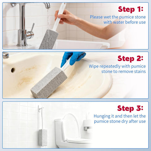 4 Pack, Swimming W&E Choice Toilet Pumice Stone Pumice Stone for Bathtub Cleaning with Extra Long Handle, Toilet Brush